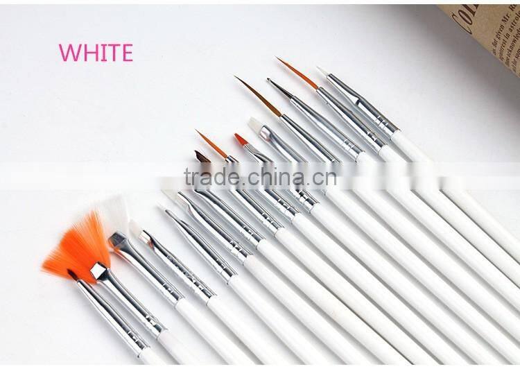 Wholesale 15pcs per set wood handle nail round oil artist paint brush pen set for art painting