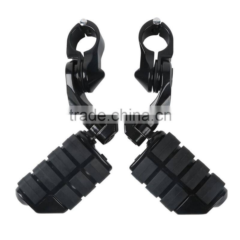 Black 360 degree Adjustable Highway Foot Pegs Footpeg Footrests For 32mm