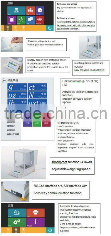 KD-AE124 Touch Color Screen Electronic Analytic Balance/DIGITAL TABLE PRICE SCALE, LCD DISPLAY