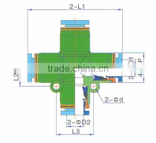 JULY made high quality pneumatic 4 way plastic cross joint pipe quick push-in fittings