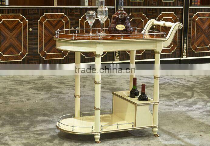 European Style Luxury Wooden Dining Car, Fashionable Villa Convenient Tea/Wine Serving Trolley (BF01-ML021)