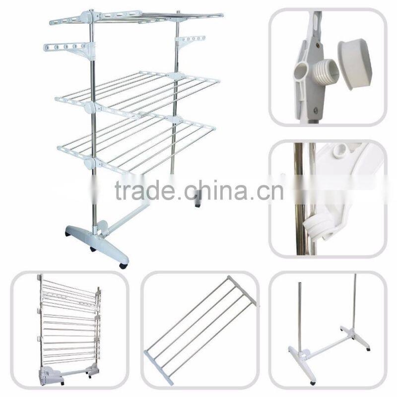 multi color clothes garment drying hanger rack and Large Capacity Rack with 3 Levels and Bar for Sheets