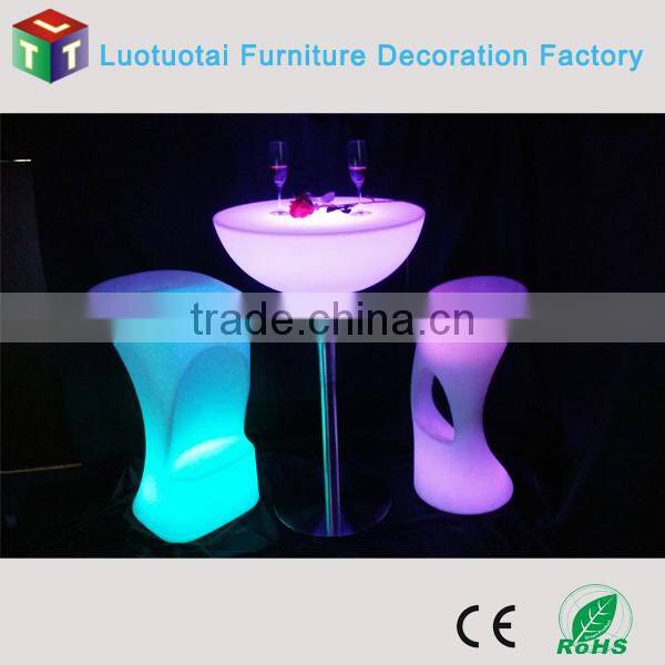 RGBW color change remote control illuminated high top round led cocoktail table