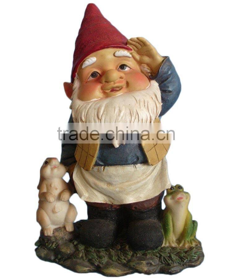 Popular cute resin elf with rabbit and frog garden statues