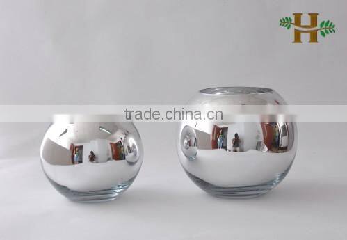 Silver Plating Glass Tealight Holder