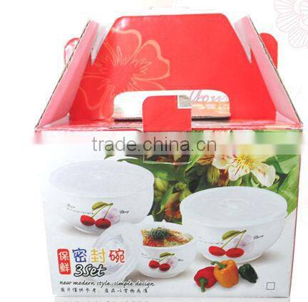 custom printed ceramic bowl bowls with airtight lids ,3pcs porcelain fresh seal bowl