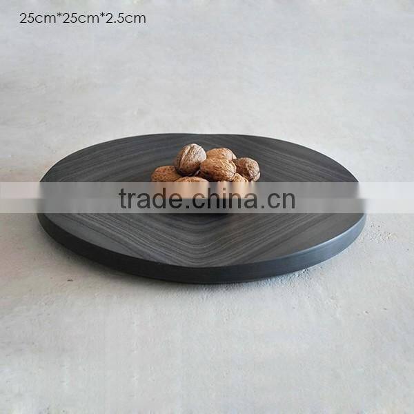 Grey Marble Lazy Susan Rotating Food Presentation Platter Serving Tray, 10" Round Ball Bearings