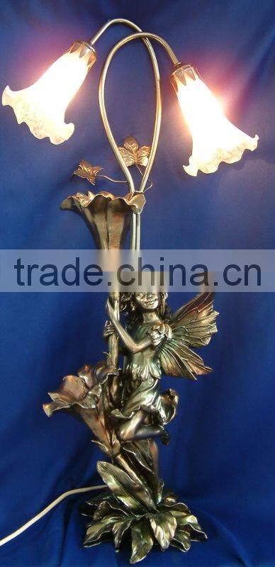 Hand painted resin sculpture with standing-resin woman sculpture-clear resin statue-resin bird