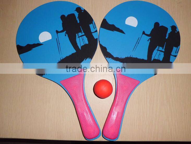 mesh bag packing wooden Badmition and Beach racket with PE handle