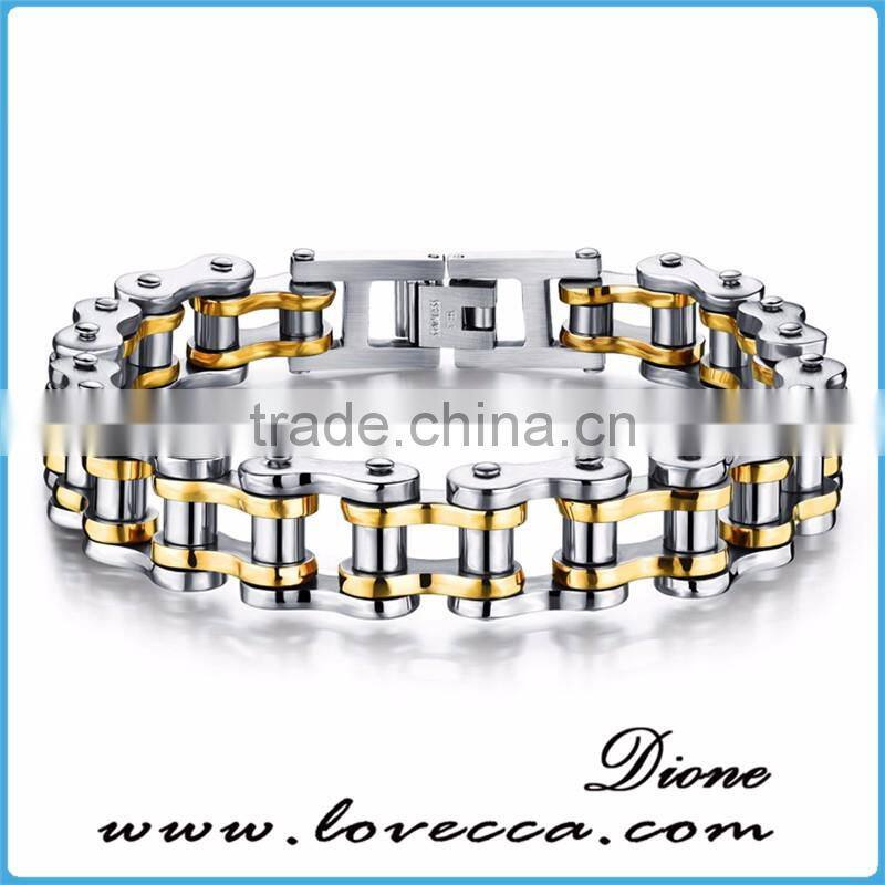 Unisex Stainless Steel Gold Biker motorcycle chain link bracelet