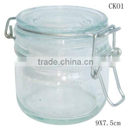 CK01 clear glass kerr jar with clamp lid glass honey jar