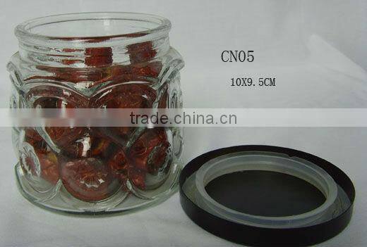 mini clear cylinder glass jar with design