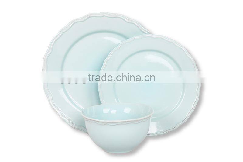 French Countryside Green Antique Emboss ceramic cereal bowl