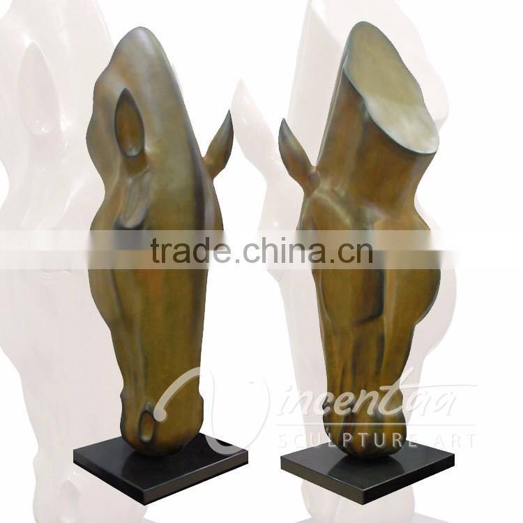 Art deco high quality resin craft fiberglass head horse statue