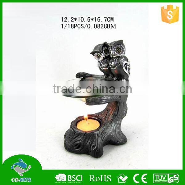 Unique design indoor decoration tabletop stand resin owls figurine