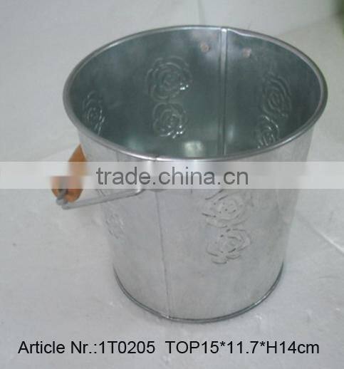 Galvanized water bucket /wood handle