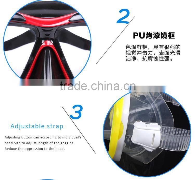 Hot CE approval 2016 hot sale Water Sports Training Snorkeling Equipment Anti-Fog Silicone Scuba Diving Mask Snorke