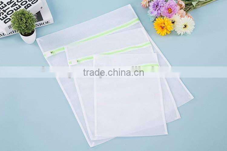 Machine Washable, Fine White Mesh Polyester Laundry Washing bag with Pink Zipper, For Home & Travel(TM-LB-027)