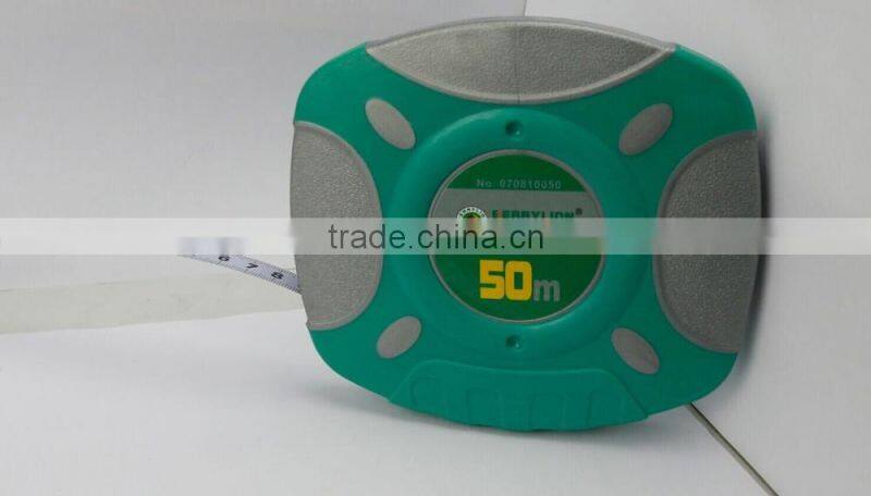 Rubber cover rolling 50m long measuring tape with high quality