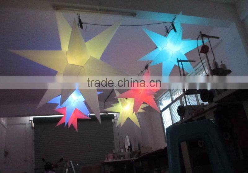 hot sale 3m inflatable hanging led lighting stars with led light
