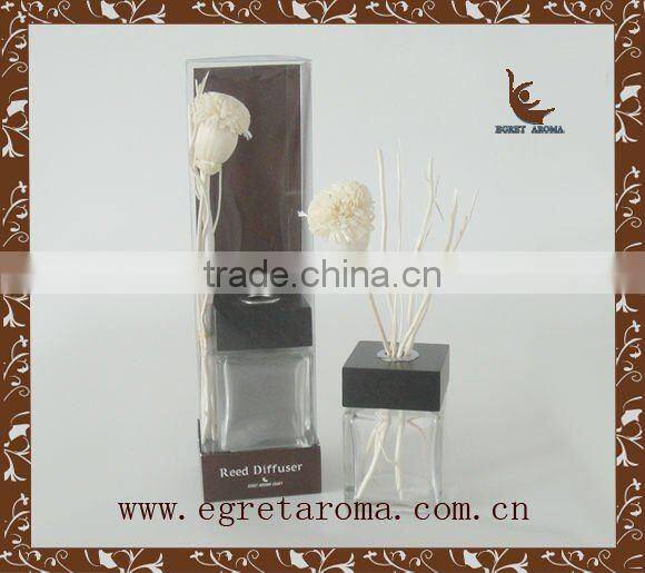 EA3-0853 gift set sola flower on square galss bottle fragrance reed diffuser with rattan sticks