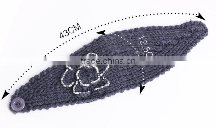 STOCK Wholesale Crystal crochet head wraps crochet flower knit headwrap