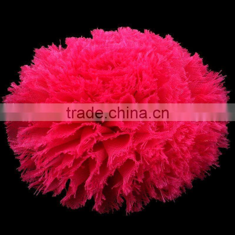 fraying chiffon flower puff ball for kids hair accessories