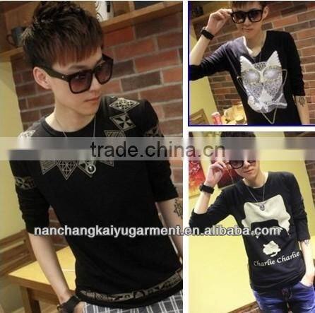 2013 New Stylish Men's Korean National Style Long Sleeve T-shirt In Slim Design