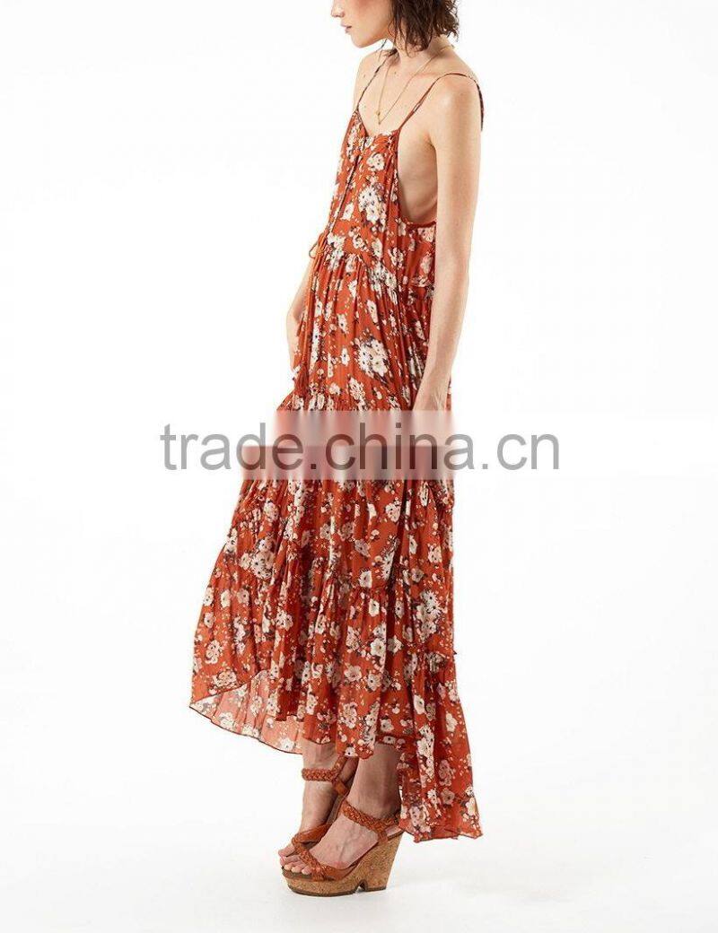 Gypsy Long Dress Chiffon New Style Women Maxi Dress With Full Tiered Skirt HSd5174
