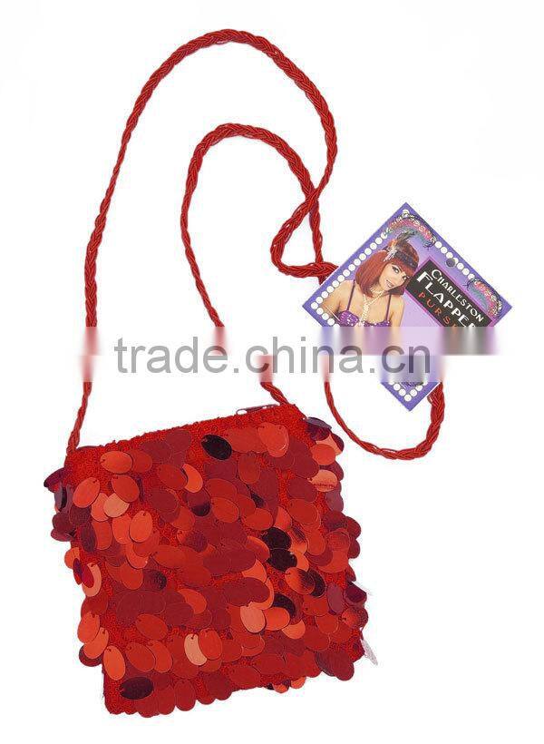 RED SEQUIN FLAPPER HANDBAG