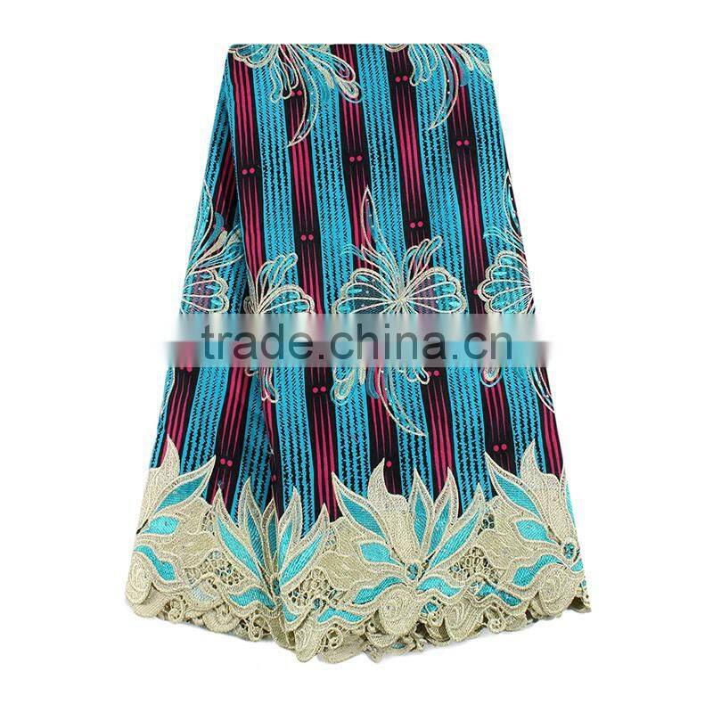 Bestway New arrivals veritable hollandais wax mix lace fabric Hot Selling Ankara Fabric With Guipure Lace BLW020-5