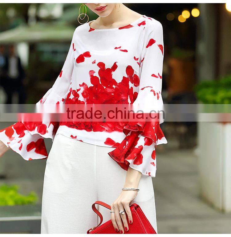 Maxnegio computer shirt print machine ruffle long sleeve woman casual shirt