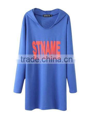 autumn season women's Plus Size custom text printing Hooded Long Hoodie