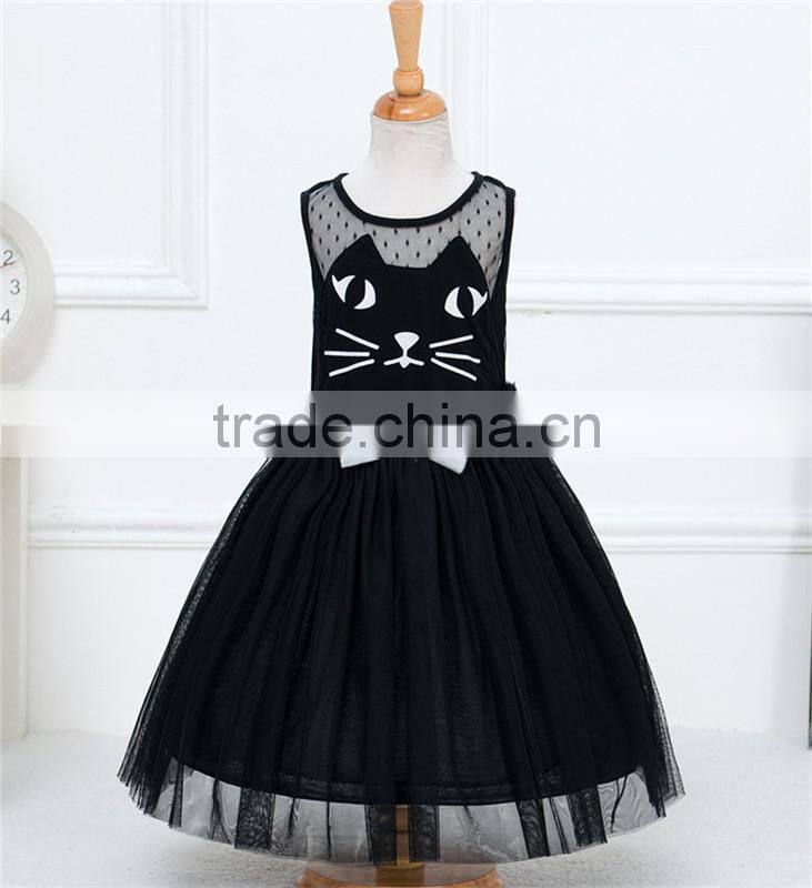 MGOO Elegant Brand Design Black Cat Dress For Girl Party Infant Tutu Dress Princess Vestidos 0431