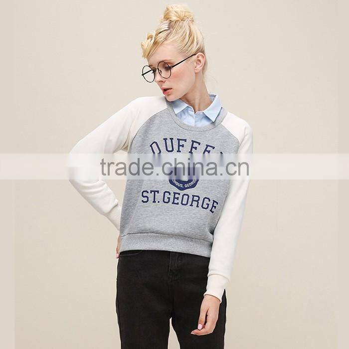 Top grade custom crew neck raglan sleeve quilted sweatshirts