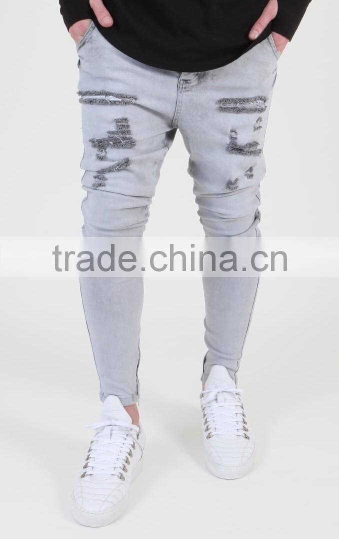 Mens Jeans Grey Good Stretch Denim Skinny jeans Top Design Denim Jeans Long Pants