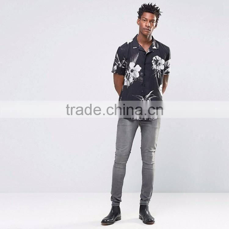 Cheapest Price OEM Service wholesale mens black and white printed dress shirts