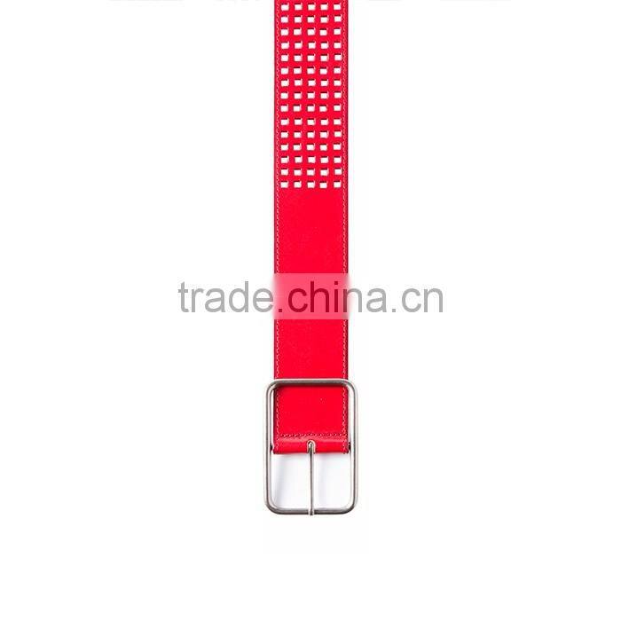 Female Leather Belt Square Pin Buckle Hollowed-out Easily Adjustable Belts