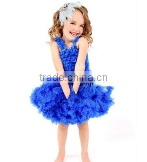 2014High Quality royal blue petti dress pettiskirts set tutu dress Girls Birthday party baby Petti skirt princess Chiffon dress