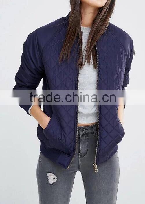 Runwaylover EY0999C Wholesale winter women casual padded jersey cotton quilted bomber jacket