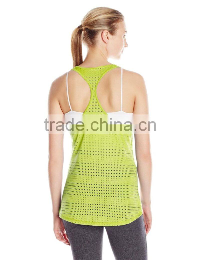 Women's Curved Hem Bright Color Mesh Tank Clothing Manufacturer