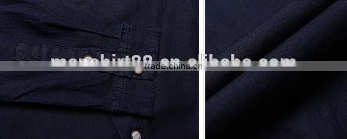 New arrival 2016 men shadow color slim fit denim casual shirt