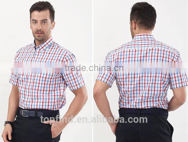 2014 new design slim fit plaids short shirts for Mid Adult Men