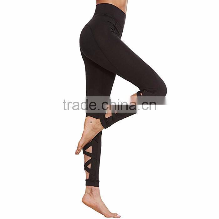 Factory supply lady fitness yoga wear sexy tight crisscross tights