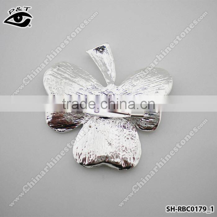 Clover Shape Rhinestone Brooches Colorful Leaf Shape Brooch For Scarf Dress