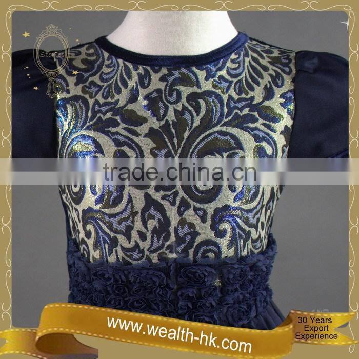 Shortsleeves Dark Blue colour kids Evening Ball Gown Dresses