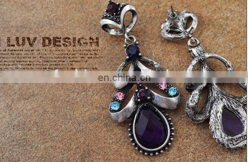 2015 Fashion New Vintage European Style Elegant Purple Gem Alloy Women's Earring