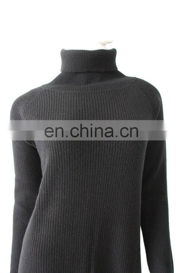 women pure 12gg rib knit roll neck cashmere sweater dress
