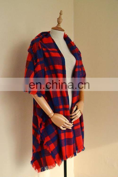 New Arrival Plaid Blanket Shawl Scarf Embroider OEM Acceptable