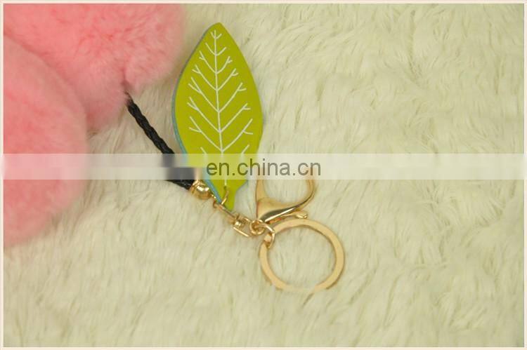 2016 Beautiful and Softly Cherry Accessory Genuine Rabbit Pompom Keychain Fur Ball